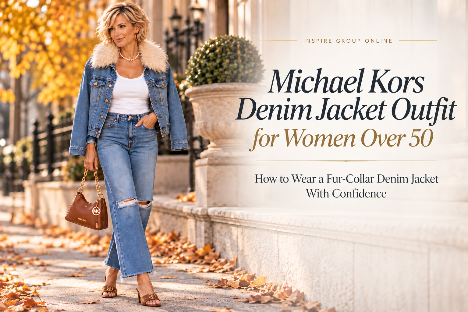 Michael Kors Denim Jacket Outfit for Women Over 50: Sassy & Polished